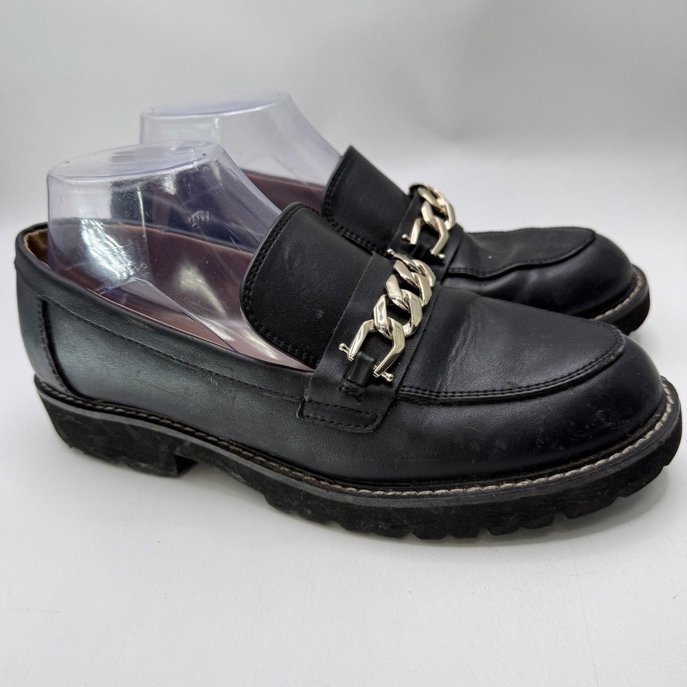 BCBGeneration Womens‎ Tinaa Black Lug Sole Chain Loafers 8.5M 39 GN220601